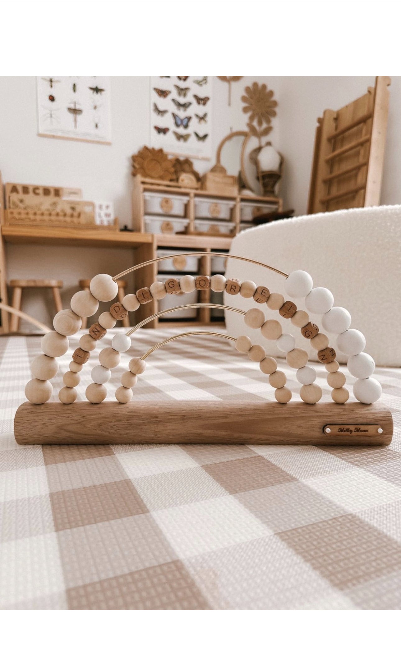 Personalised Rainbow Abacus Large Milky Moon